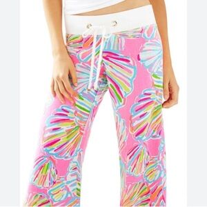 Lilly Pulitzer Linen Beach Pant In Pink Pout Shellabrate Colorful Shell